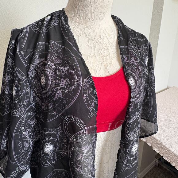 Blackheart spell circle sheer kimono cardigan gothic witchy small ( oversized ) - Picture 11 of 11